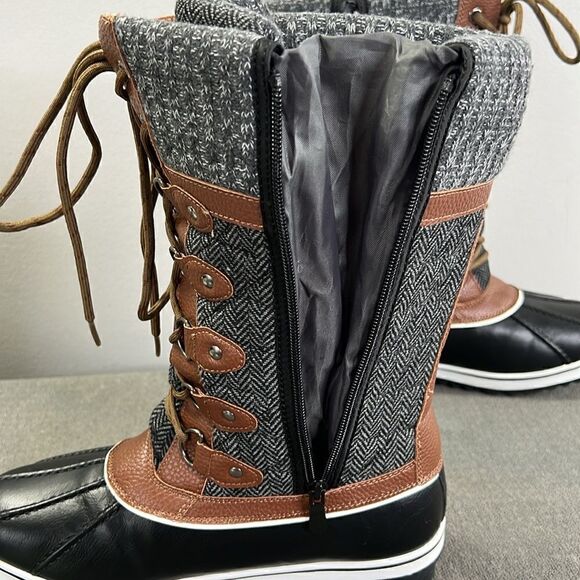NWOT Winter Boots Gray and Brown Thinsulate Size 8 - Picture 4 of 8